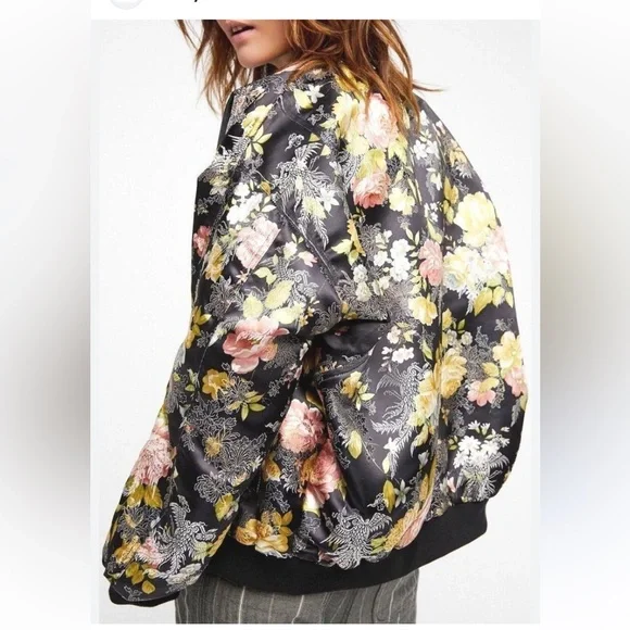 Free People Floral Jacquard Bomber Jacket - Worn once!!